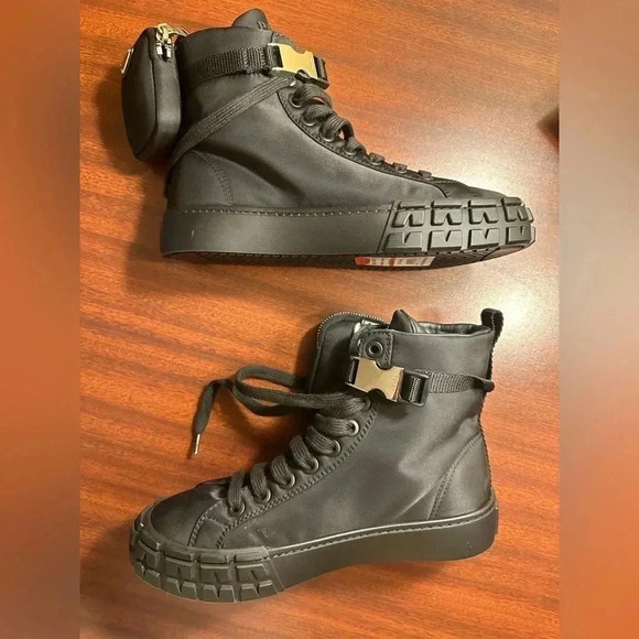 PRADA Wheel High Too Combat Sneaker with Pouch, Size 8US - Picture 8 of 12